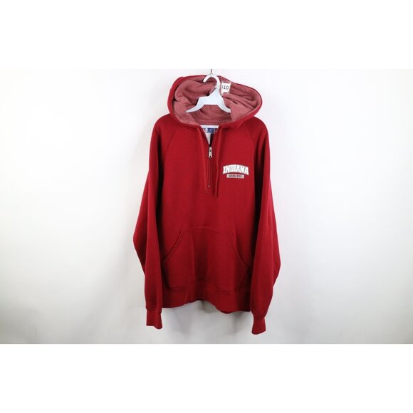 Vtg 90s Russell Athletic Mens Small Indiana University Football Half Zip Hoodie